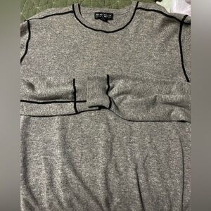 Mark Shale Cashmere Gray Sweater with Black Trim Mens Large